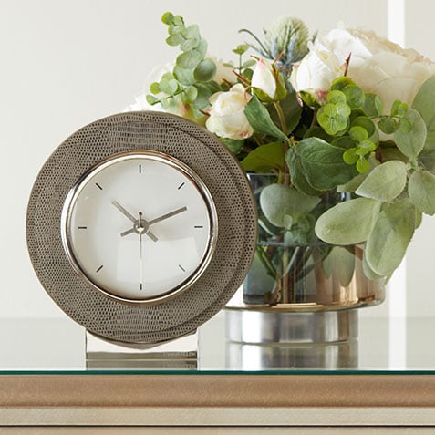 Reptile-Patterned Leather Desk Clock