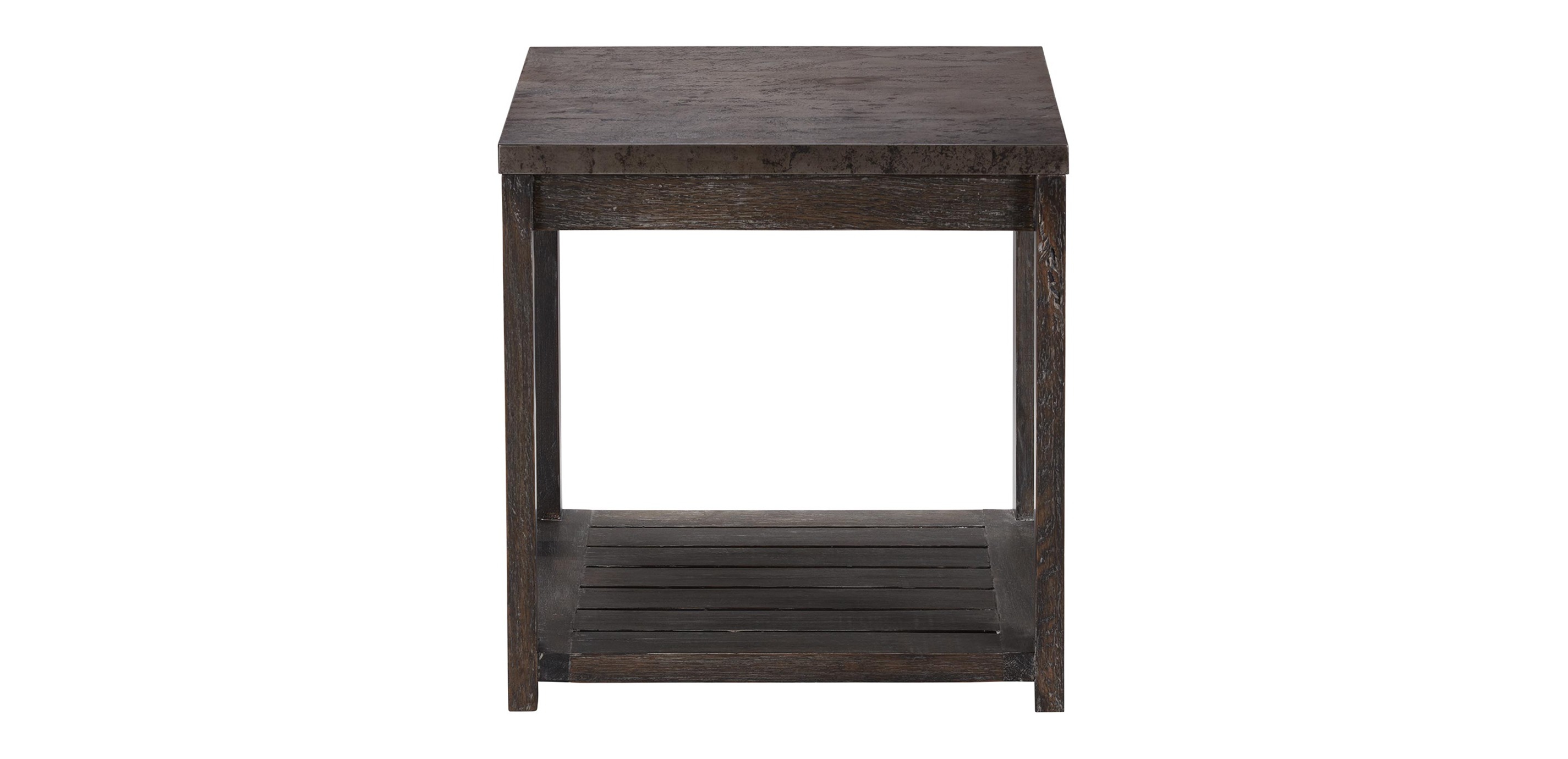 Gannett Modern Rustic Side Table | Metal Top | Ethan Allen