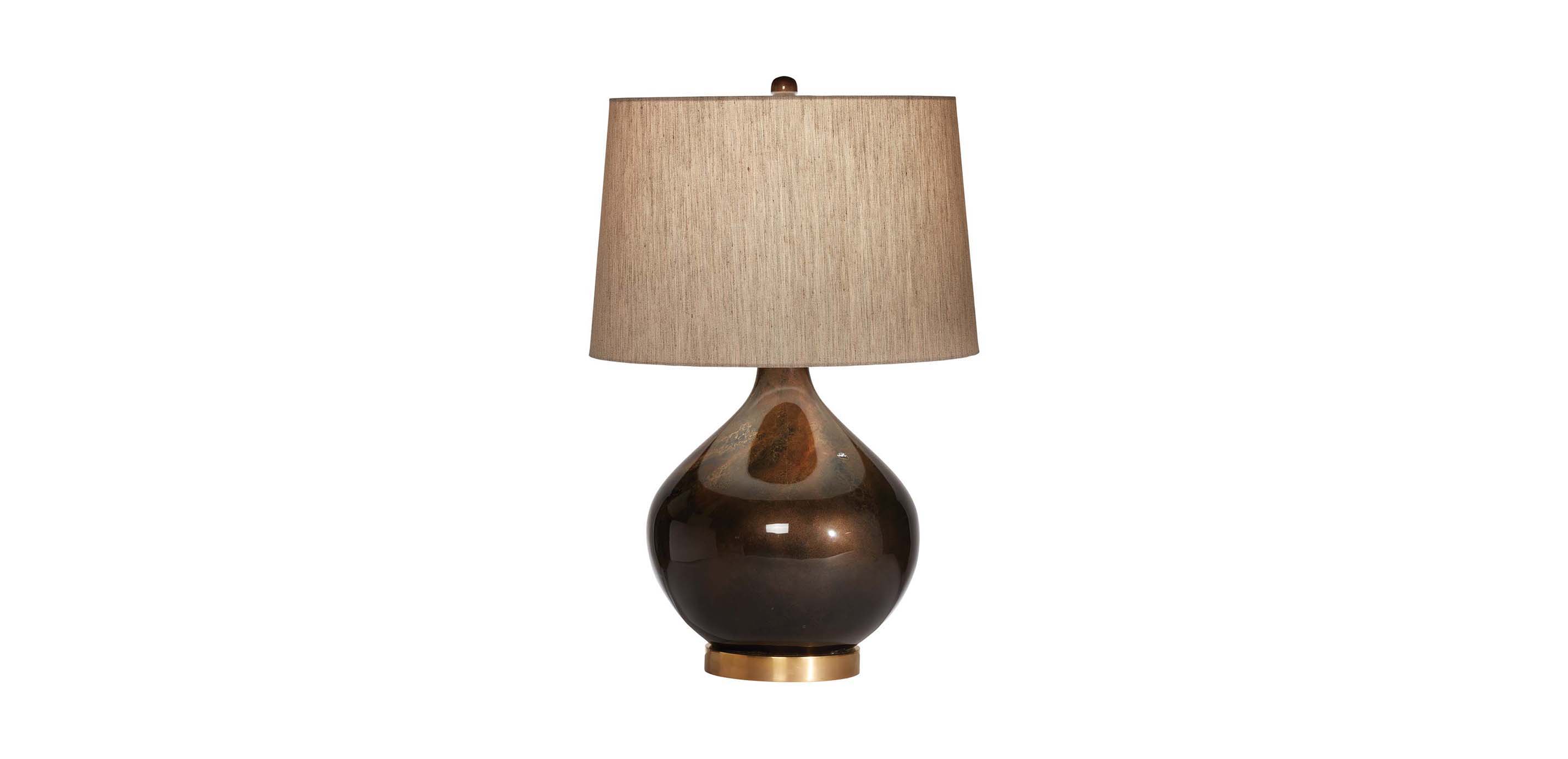 Eisa MidcenturyStyle Brown and Gold Table Lamp Ethan Allen Ethan Allen