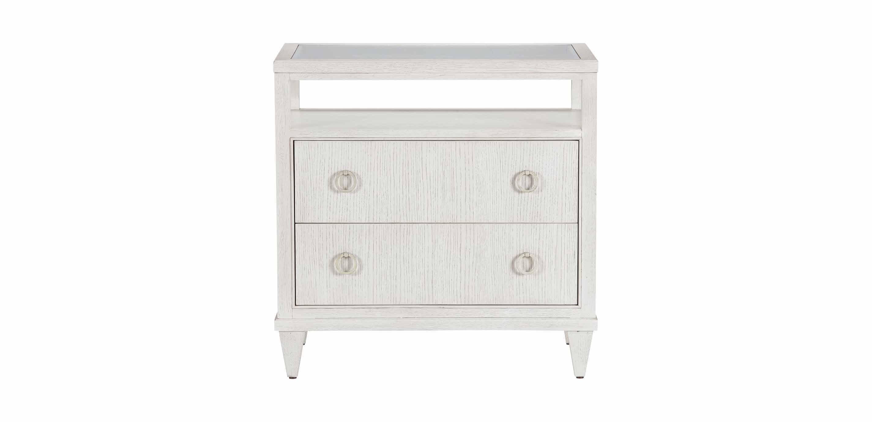 Heston Oak Glass-Top Night Table | Oak Night Stand | Ethan Allen
