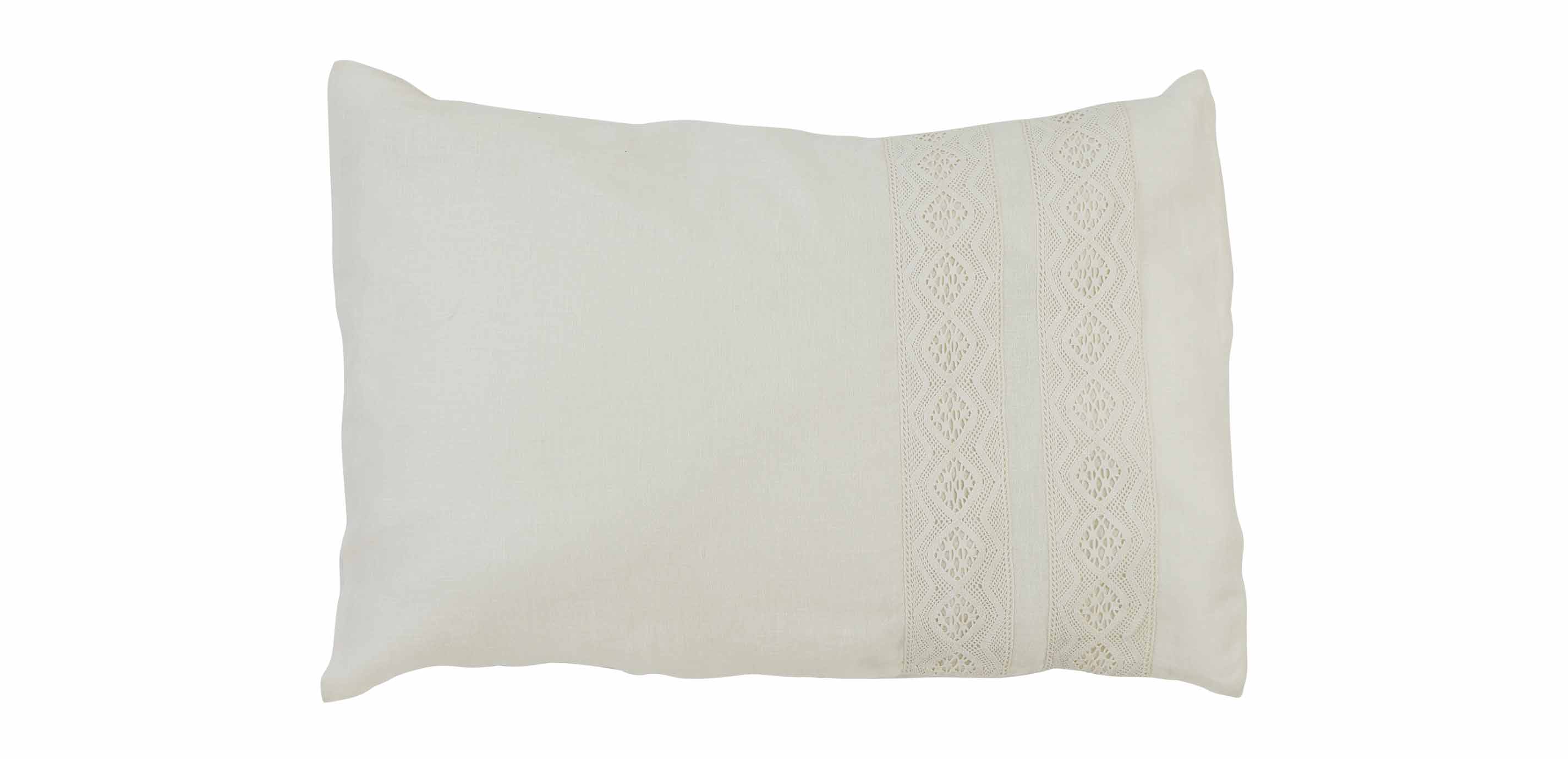 Ivory Linen Sheer Lace Pillowcase BEDDING Ethan Allen