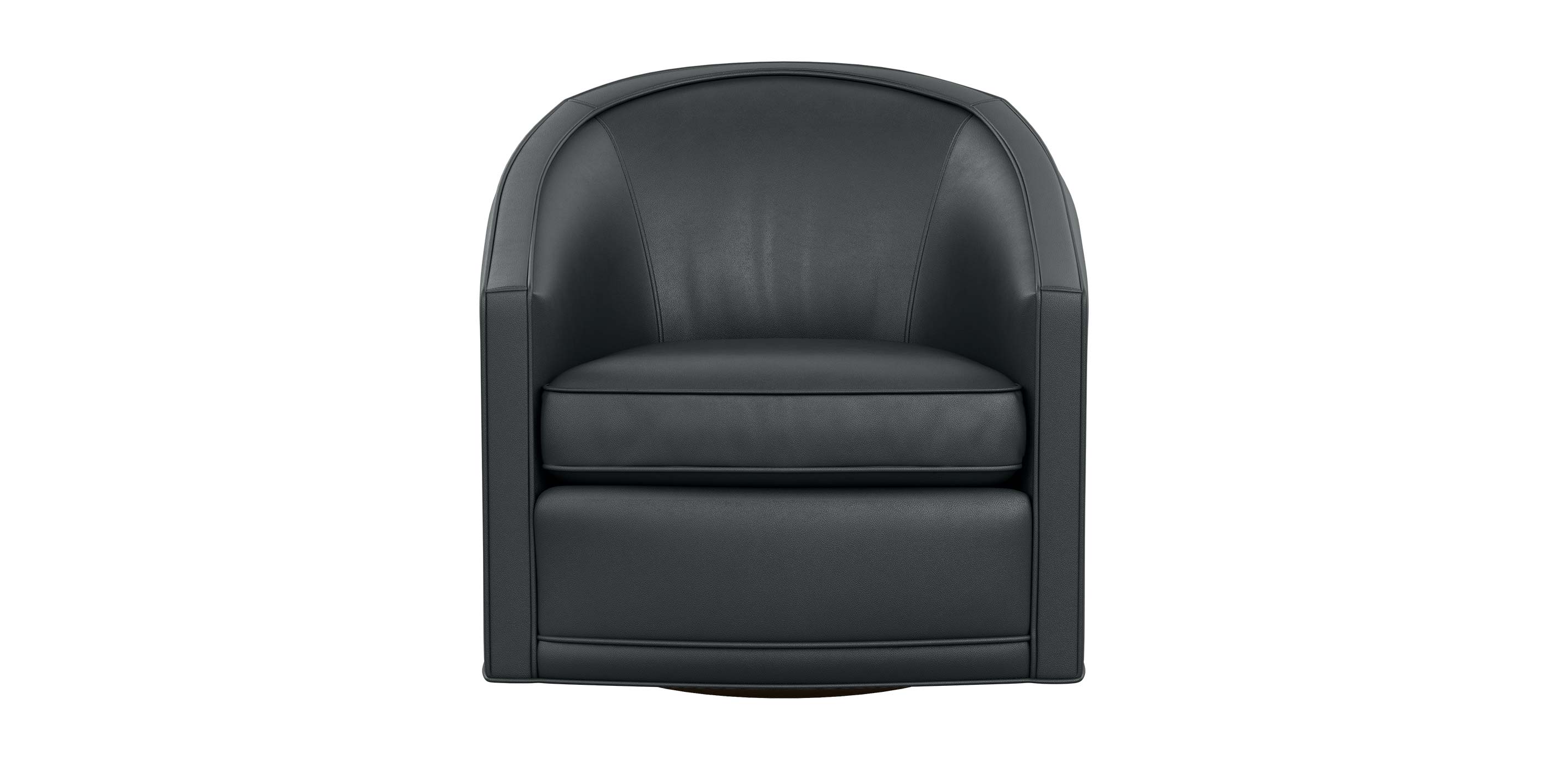 Baylee Leather Upholstered Barrel Back, Black Leather Swivel Tub Chair
