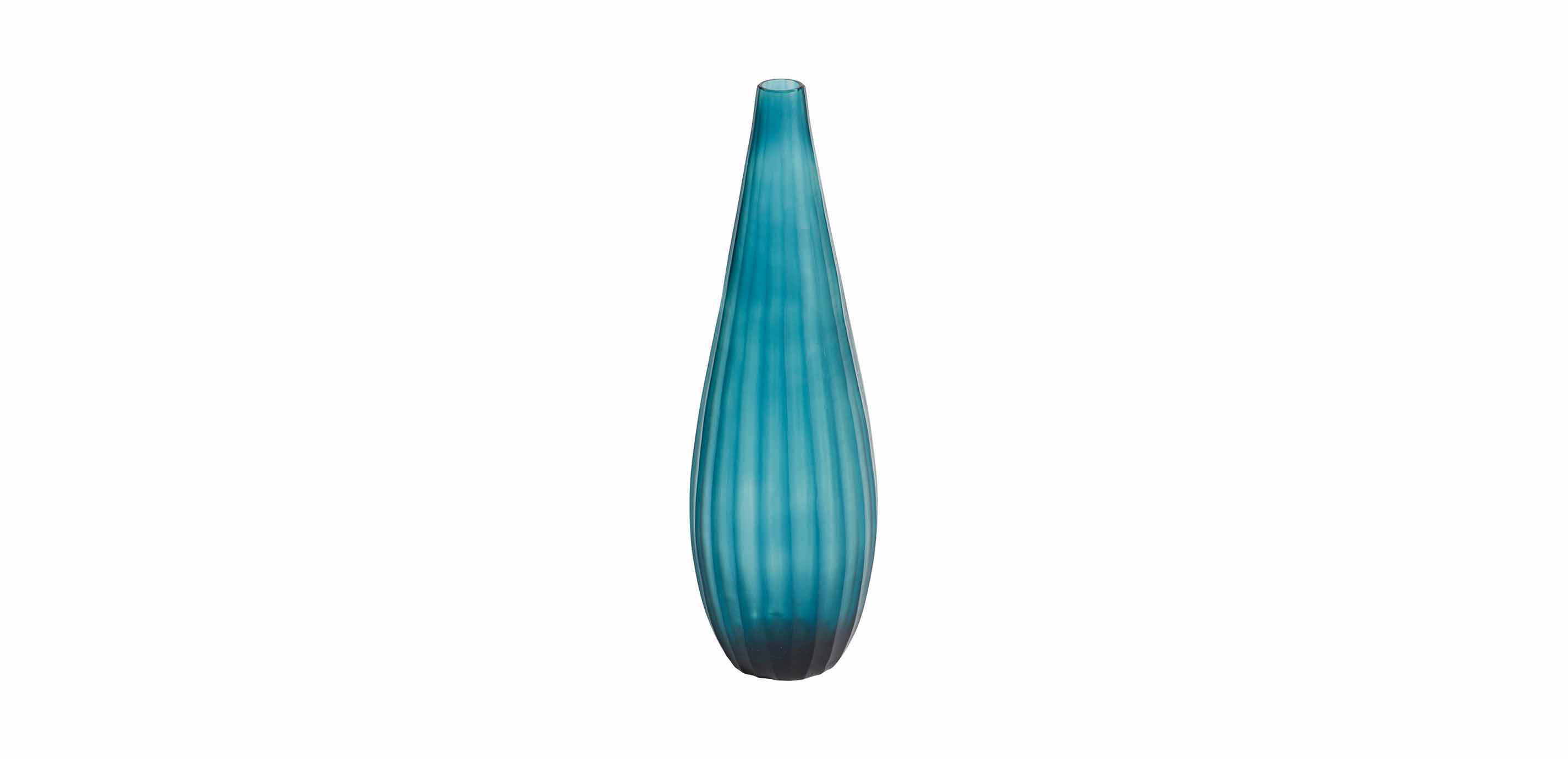 Large Teal Ribbed Vase Vases Ethan Allen