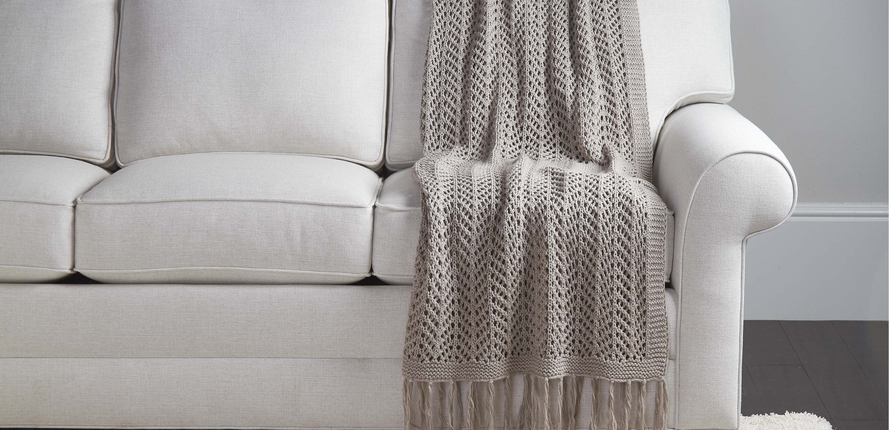 Pointelle Knit Blanket with Fringe, Delicate Throw
