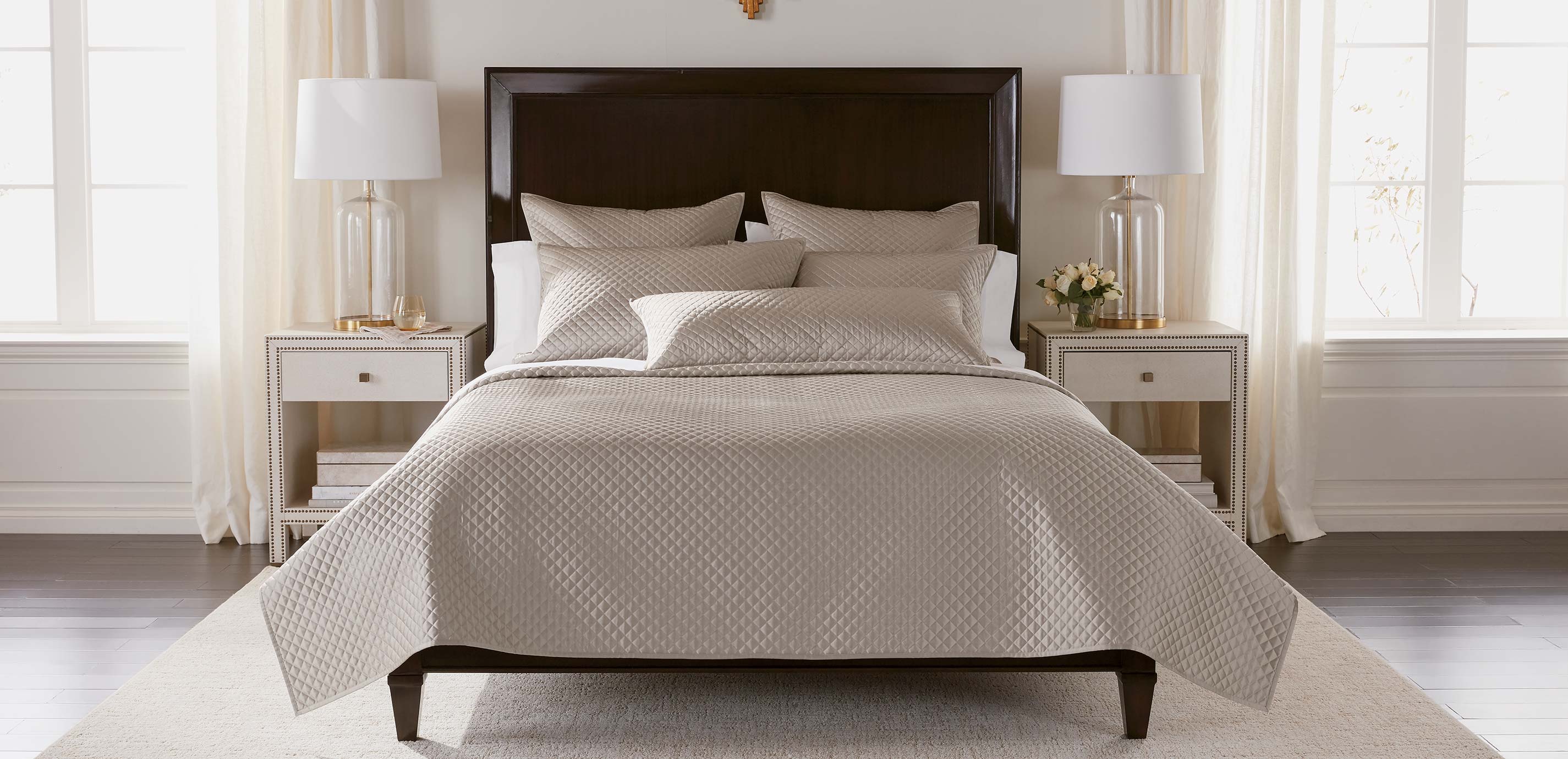 Salena Taupe Quilted Coverlet Taupe Quilted Shams Ethan Allen