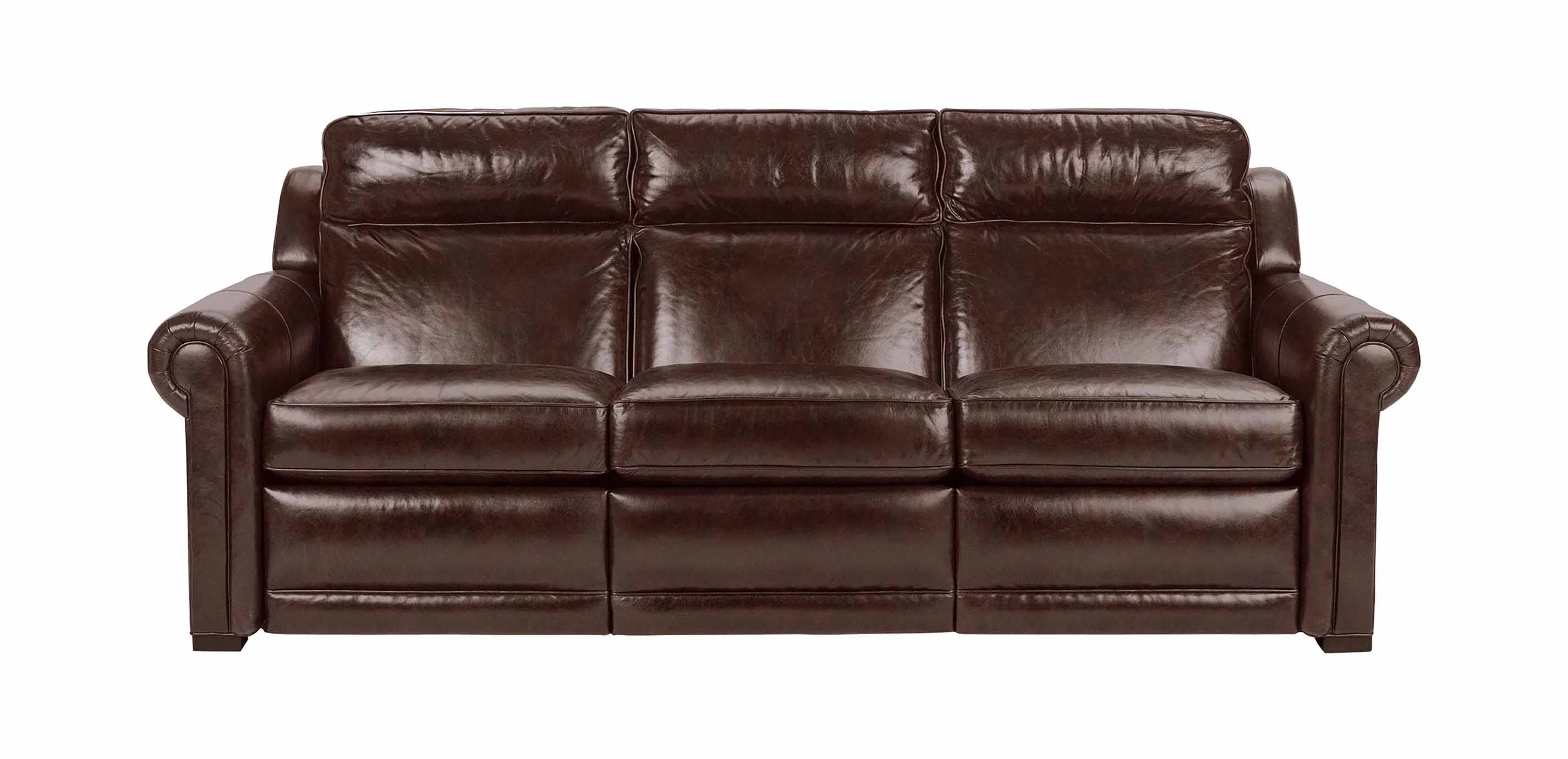 Johnston Roll Arm Leather Incliner Sofa, Ethan Allen Leather Couch