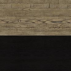 Sherwood (736): Black paint with rough sawn solid oak drawer fronts / panels in Silverado swatch Merrick Bed