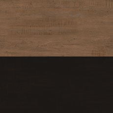 Rye / Charcoal (226/612): Cool medium brown with gray tint, satin sheen./Black paint with amber glaze, transparent spatter stain, moderately to heavily distressed. swatch Custom Turret-Corner Home Office Desk