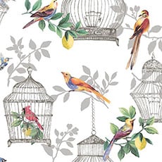 White swatch Birdcage Wallpaper