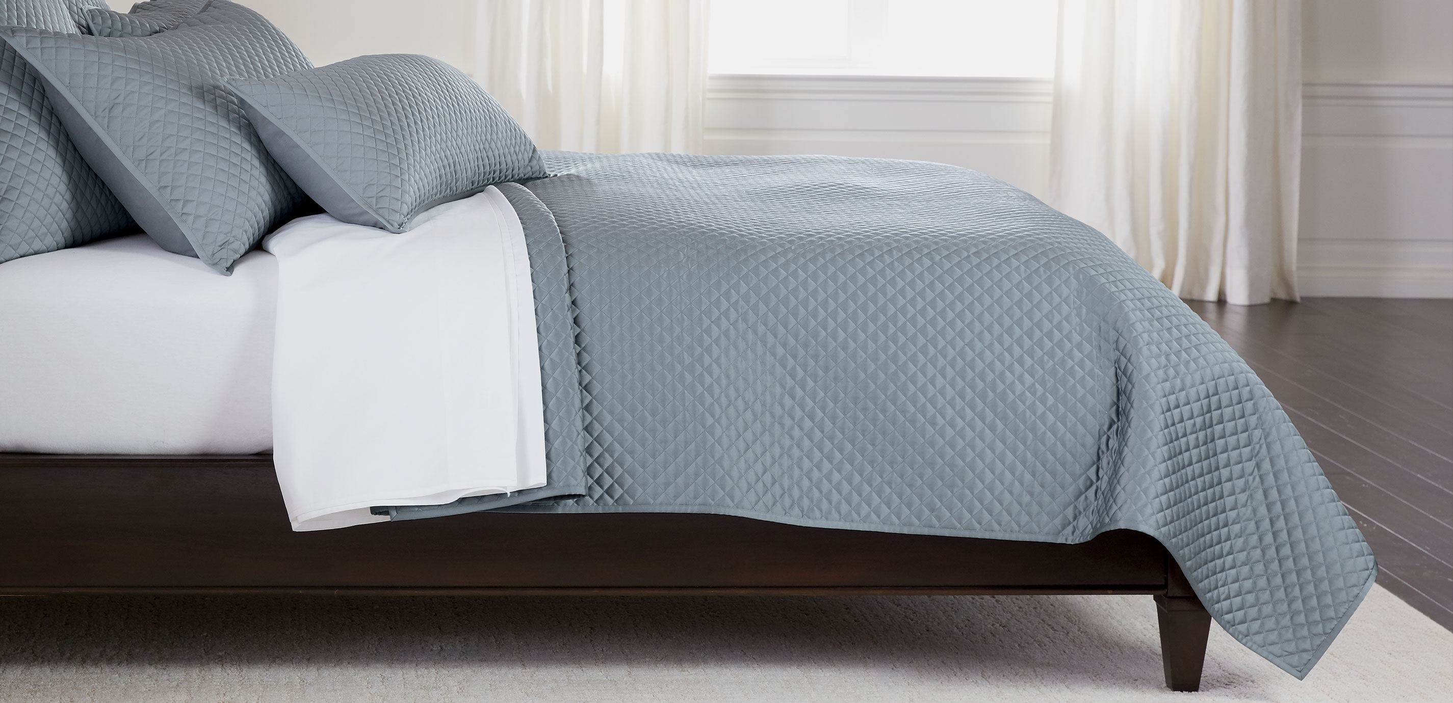 Salena Light Blue Quilted Coverlet Ethan Allen