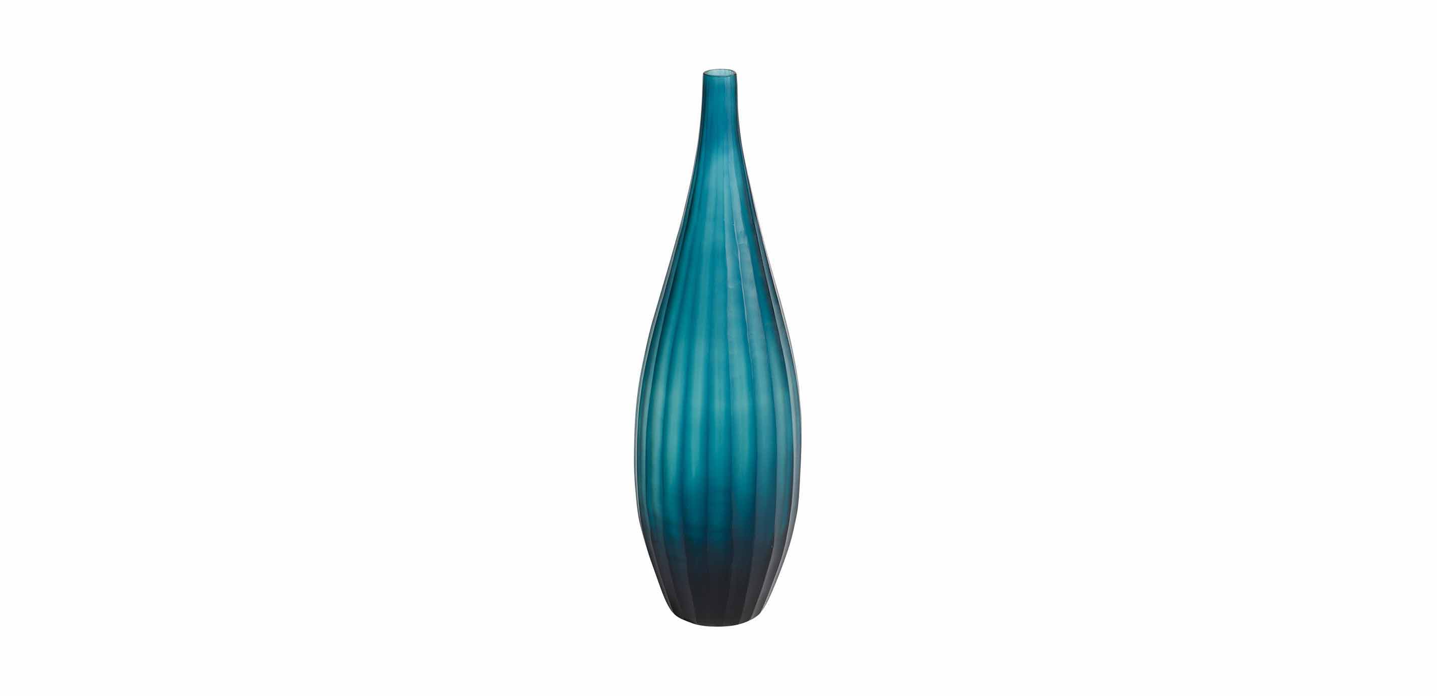 Large Teal Ribbed Vase Vases