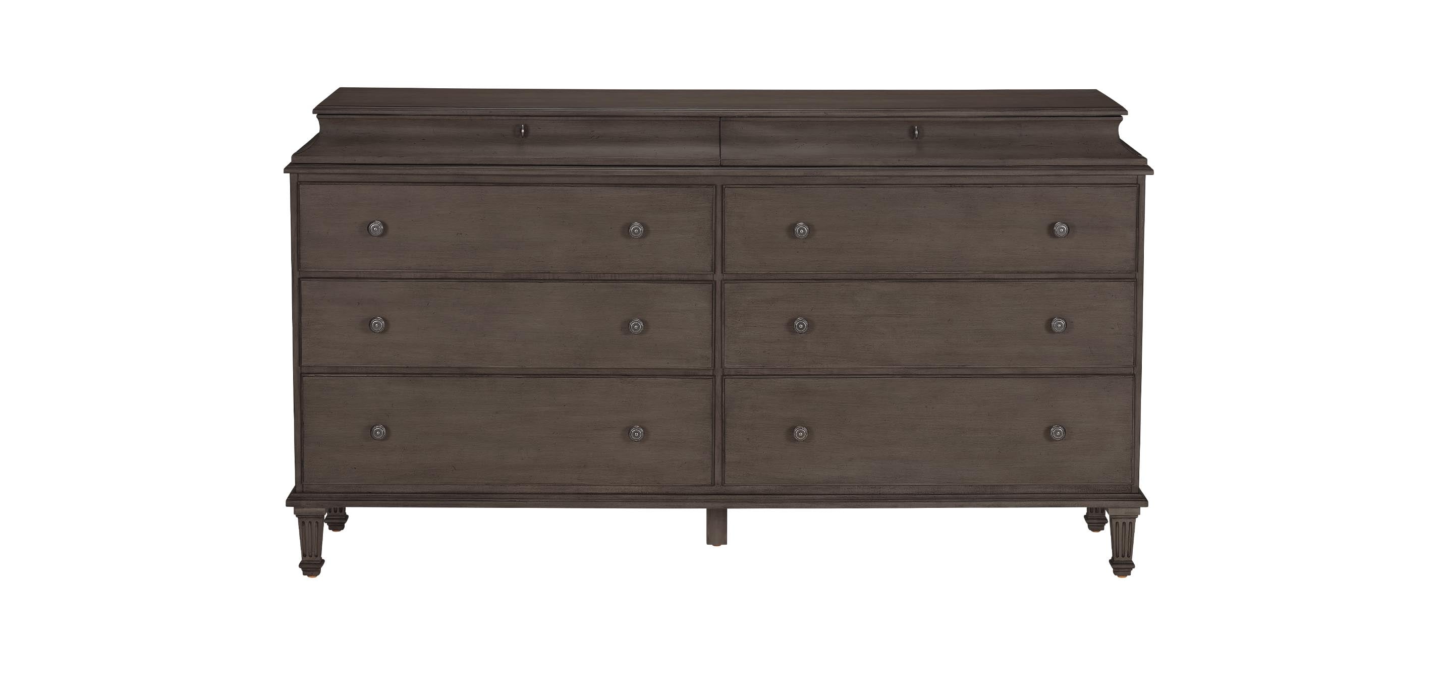 Leora Double Dresser in Gray, 67.25"w x 19.25"d x 37"h, Shark Fin by ETHAN ALLEN