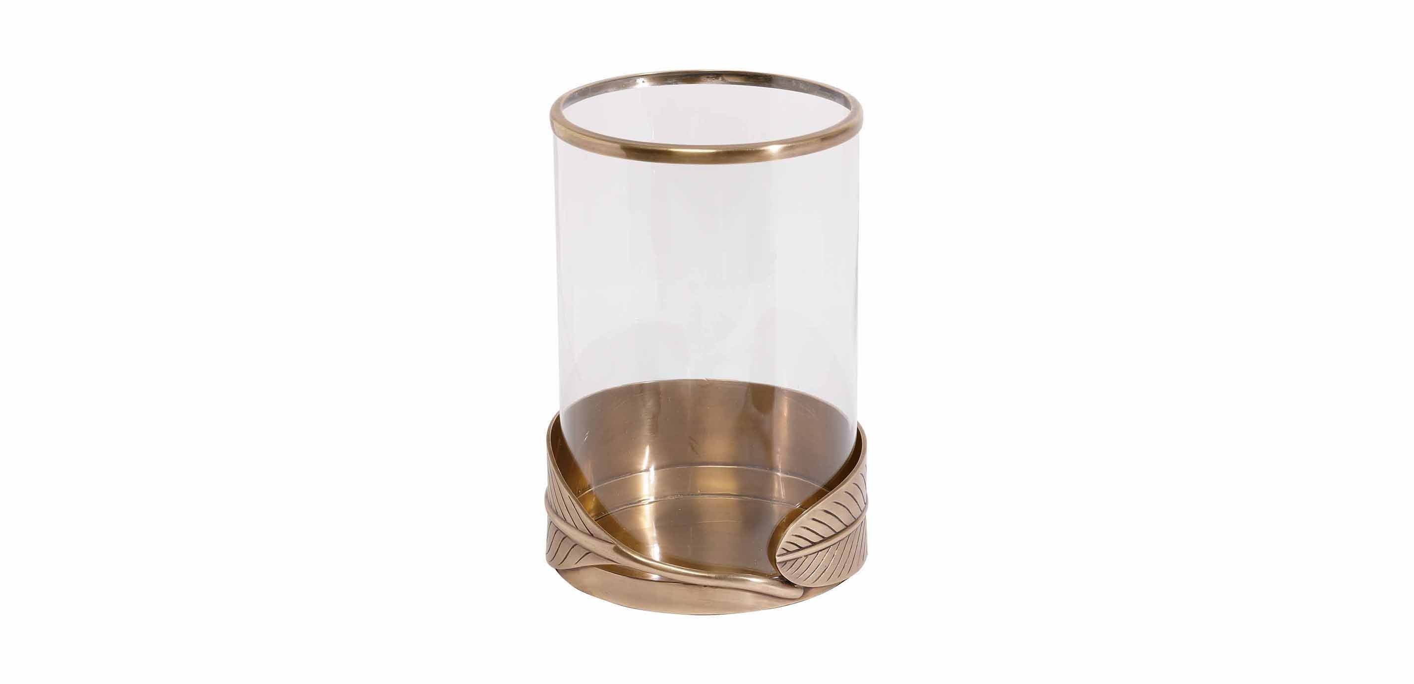 Leaf Hurricane, Brass Candle Holders Ethan Allen