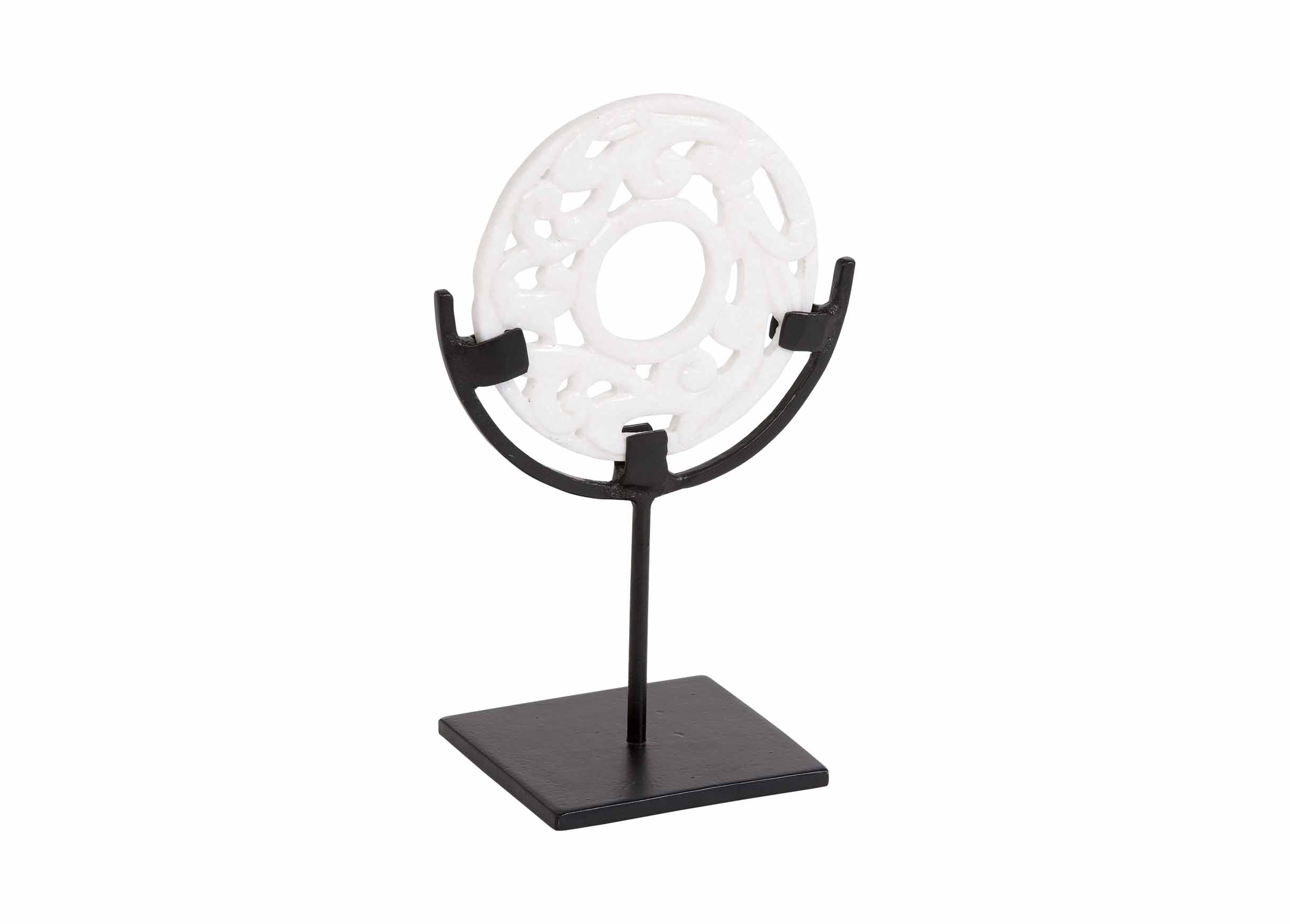 Carved White Disc on Stand Decorative Objects Ethan Allen
