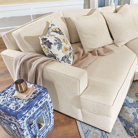 Spencer Track-Arm Two-Piece Sectional with Square Cuddle Chaise