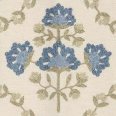 Blue swatch Crewel-Stitch Floral-Pattern Lumbar Pillow