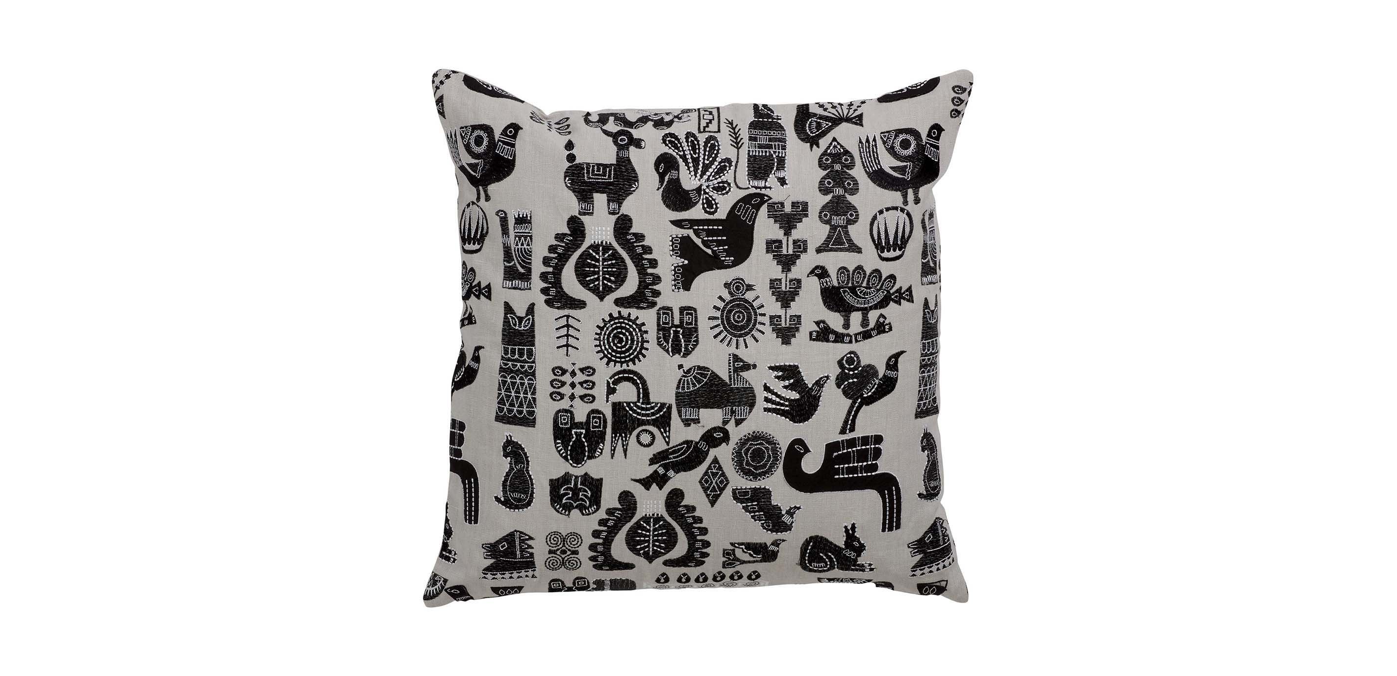 Embroidered Animal Pillow, Animal Motif Pillow