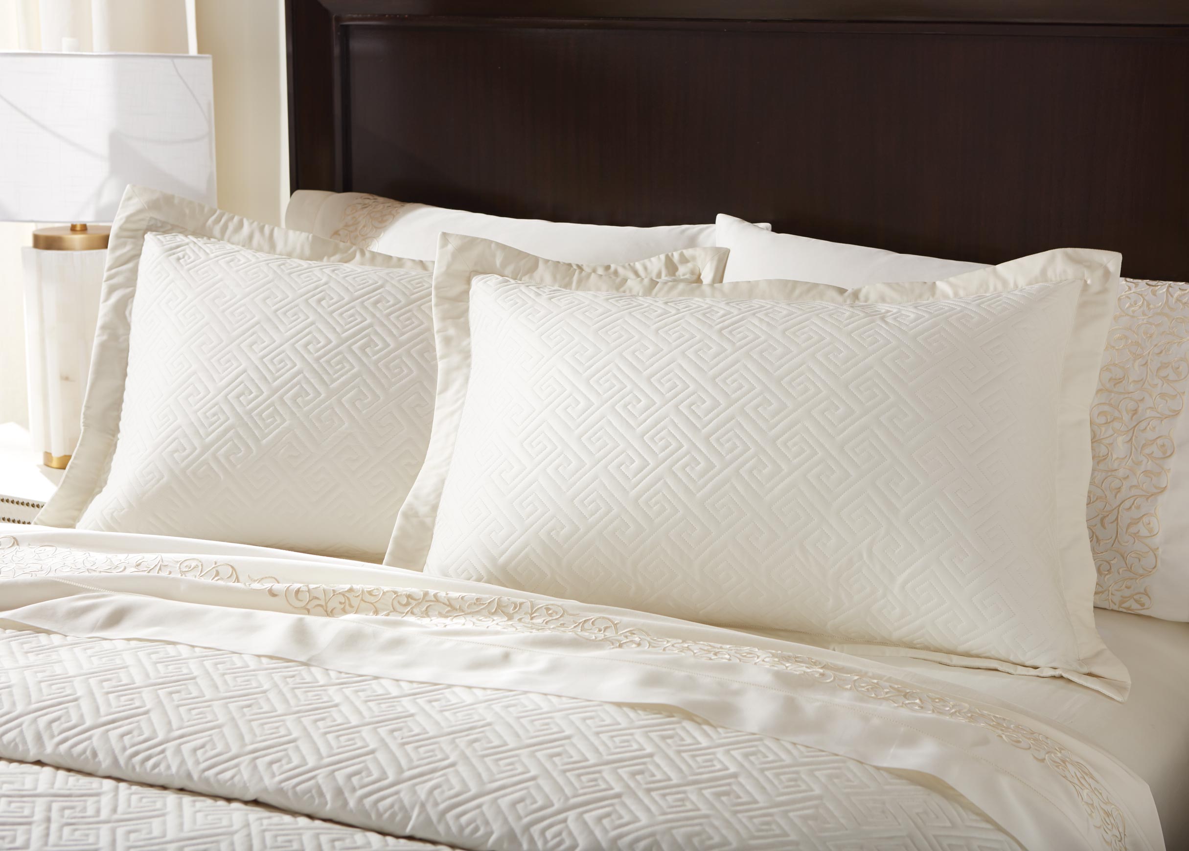 Troy Quilted Sham, Ivory Ethan Allen
