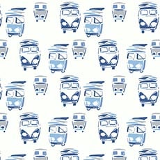White/Blue swatch Beach Van Wallpaper