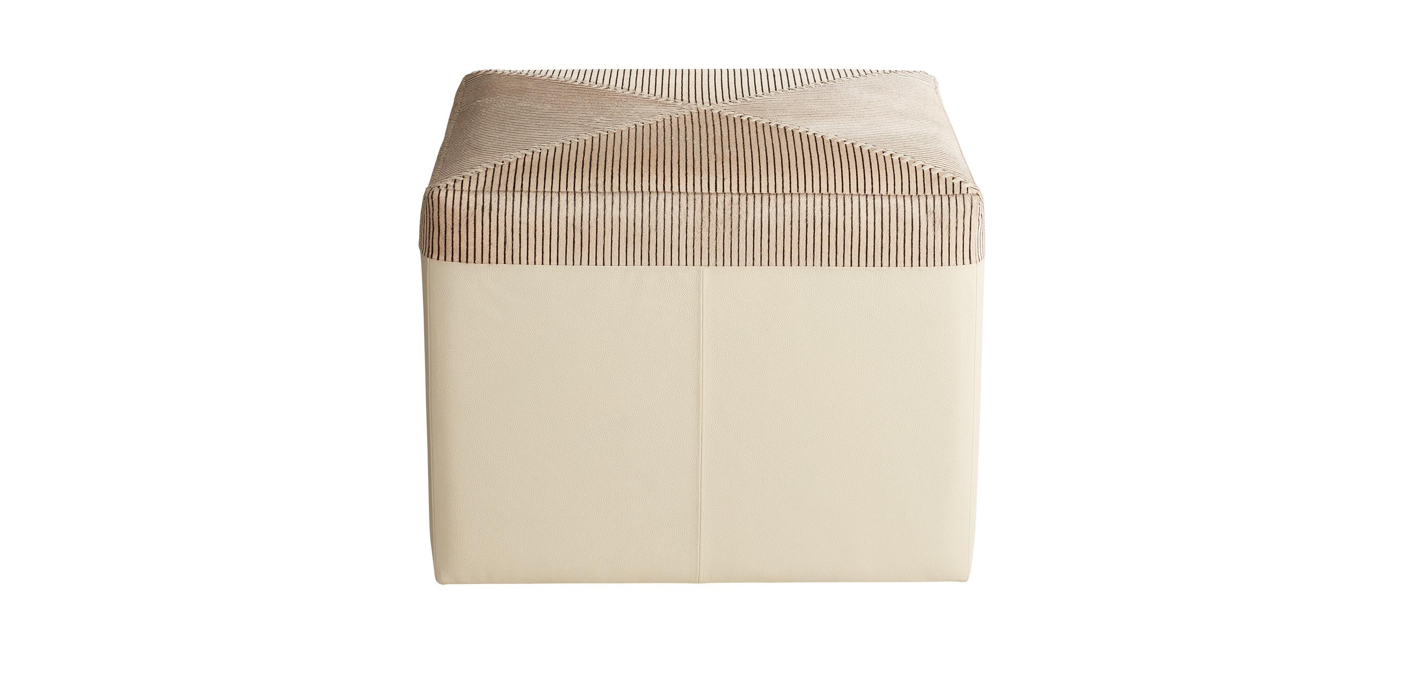 Hide Pinstripe Leather Ottoman | Ethan Allen