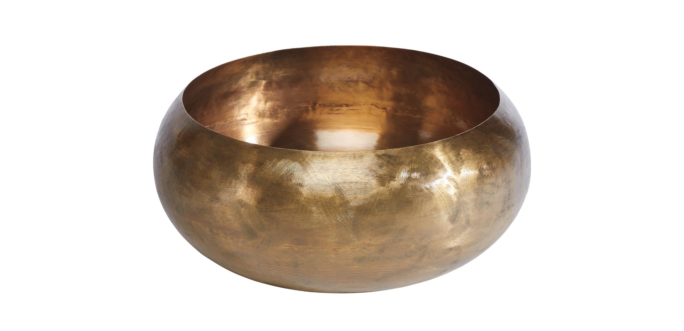 Zuri Wire-Brushed Antique Brass Bowl | Ethan Allen