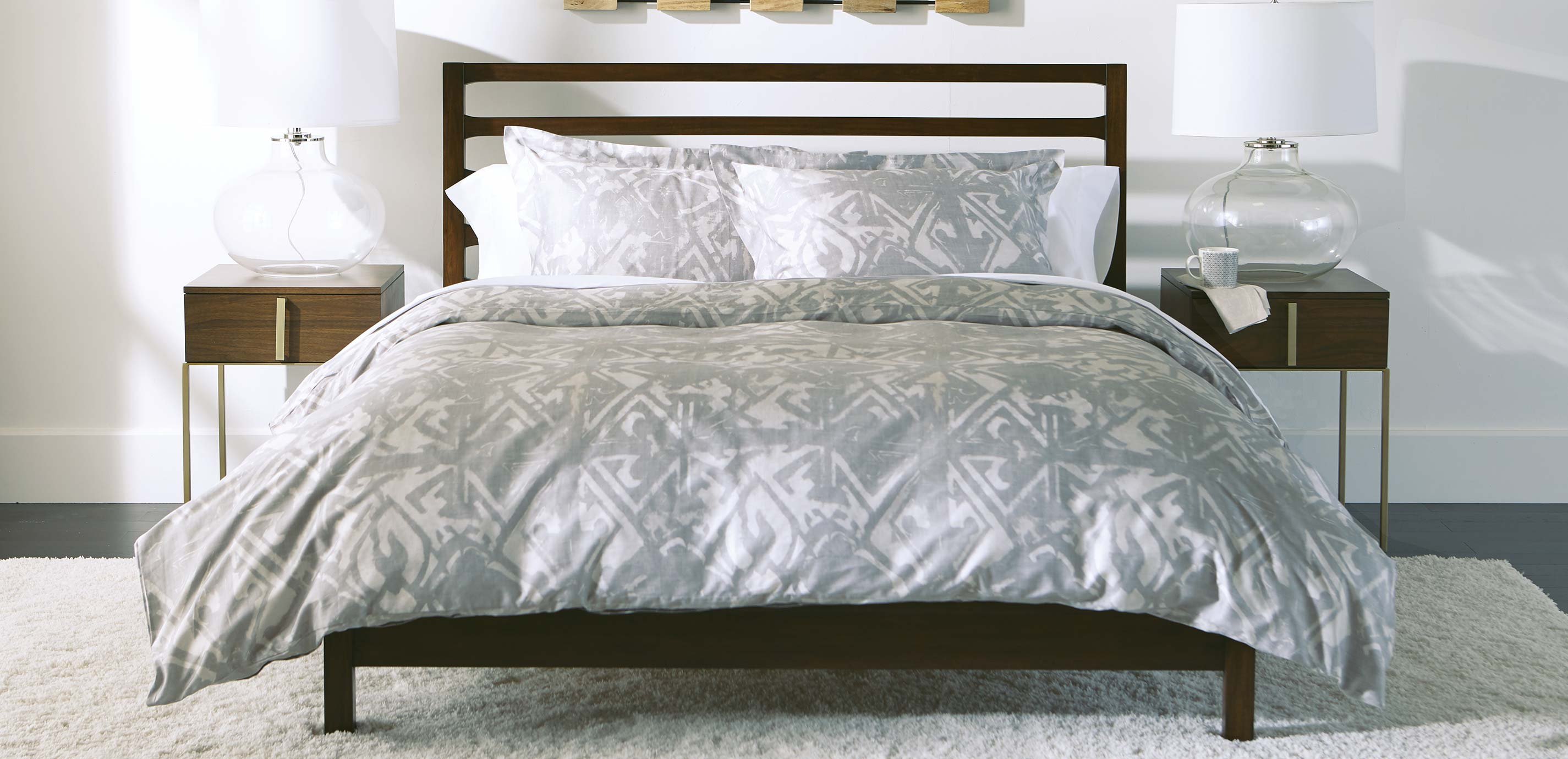 Darryn GrayPatterned Sateen Duvet Cover and Sham Bedding Ethan Allen