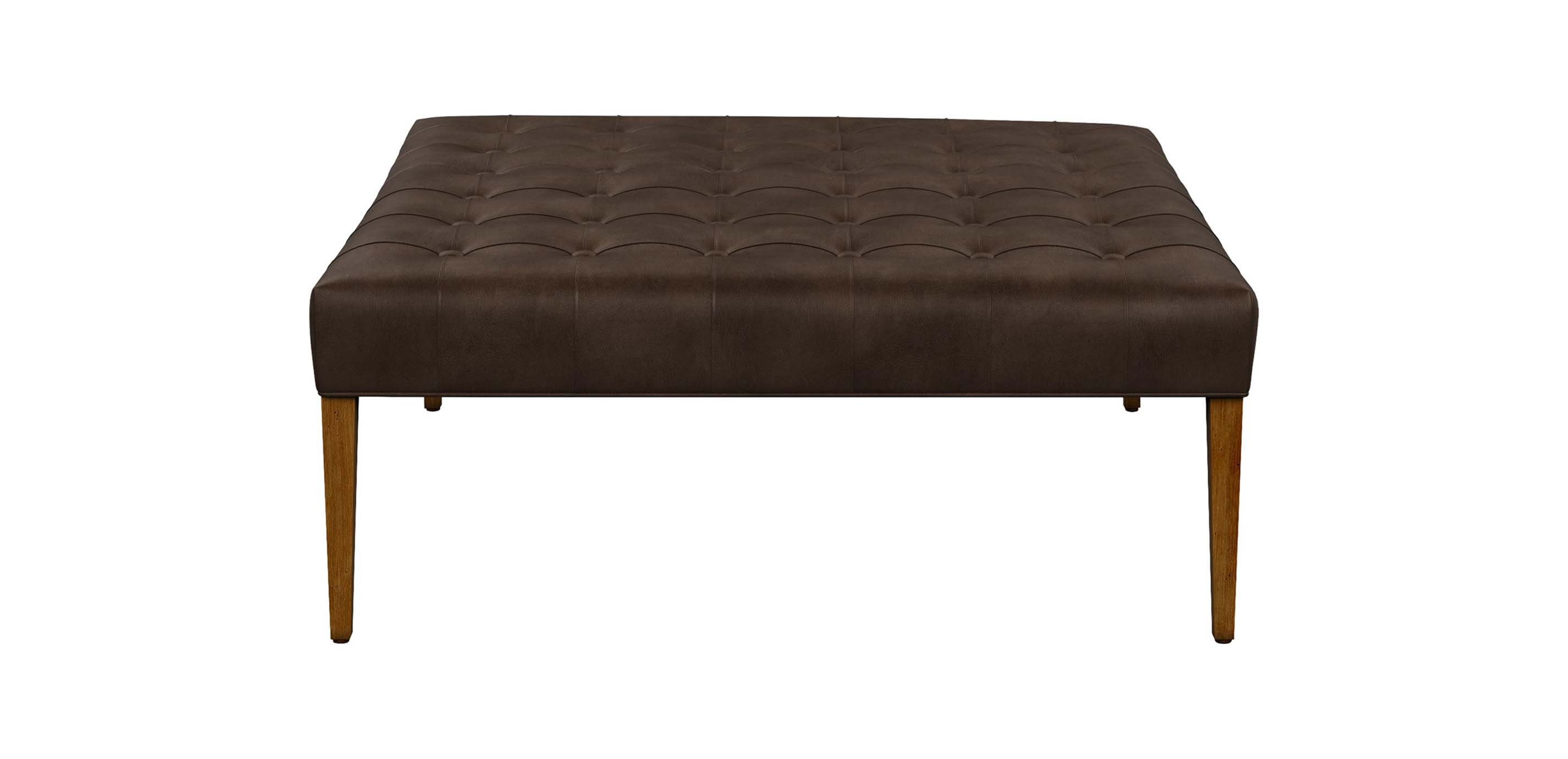 Harbor Leather WoodBase Large Cocktail Ottoman Ethan Allen