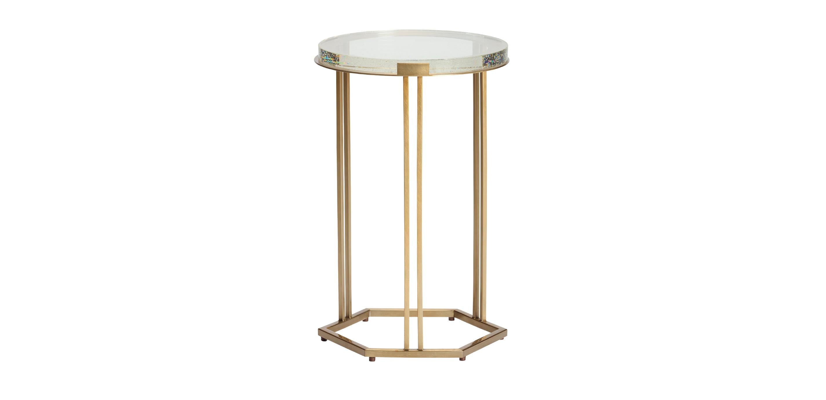 Arden Accent Table—Brass Base, Bubble Glass Top | Ethan Allen