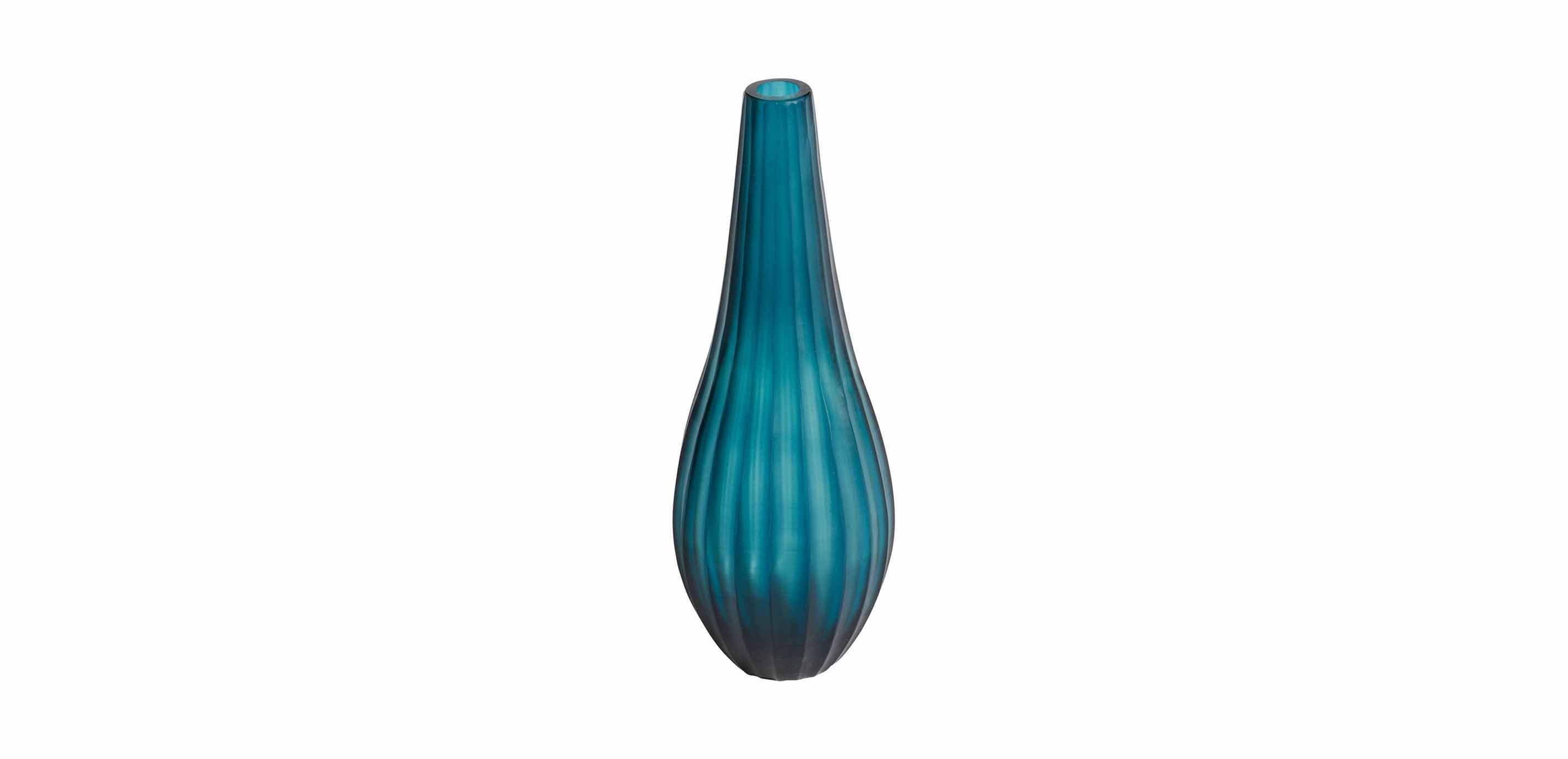 Large Teal Ribbed Vase Vases Ethan Allen