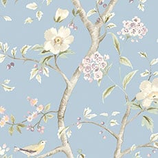Blue/Green swatch Jasmine Floral Wallpaper