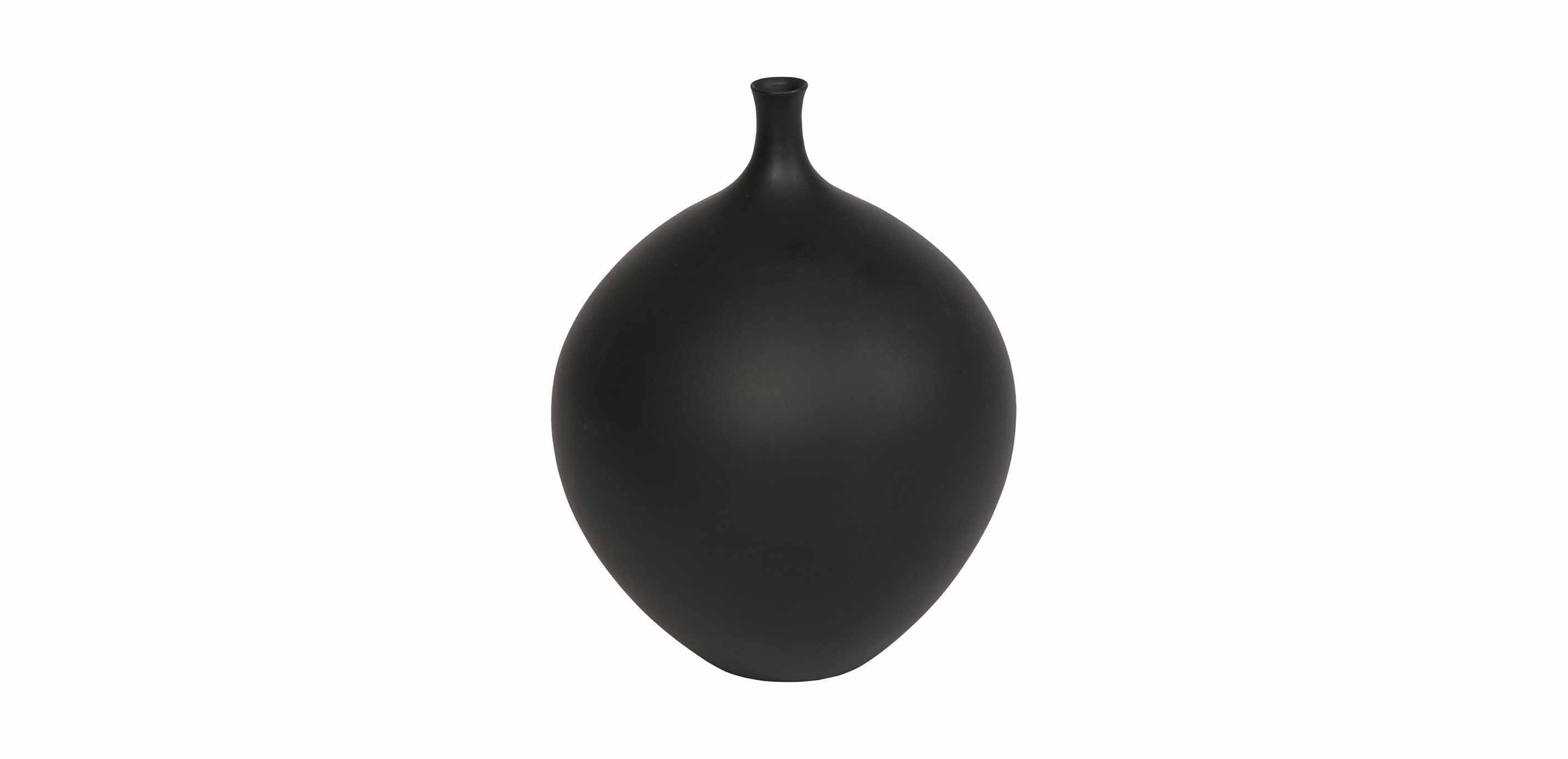 Issa Black Round Ceramic Vase | Ethan Allen Decorative Vases | Ethan Allen