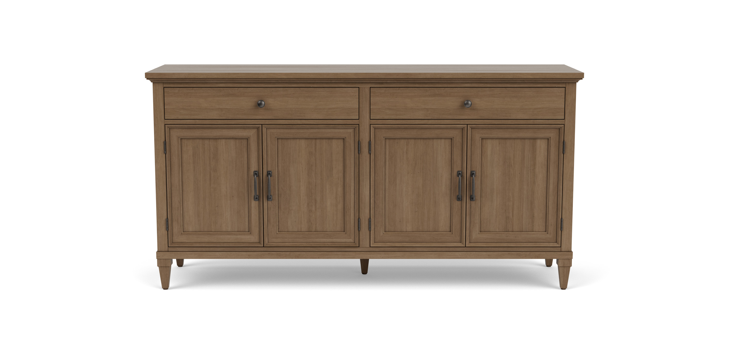 Custom Four Door Buffet Molded Frame Wood Doors Top Drawers