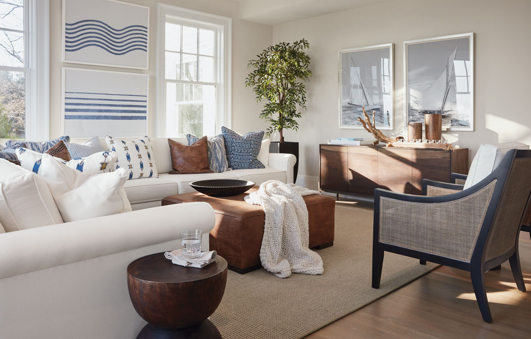 Off the Coast of Modern Living Room | Modern Coastal Living Room ...