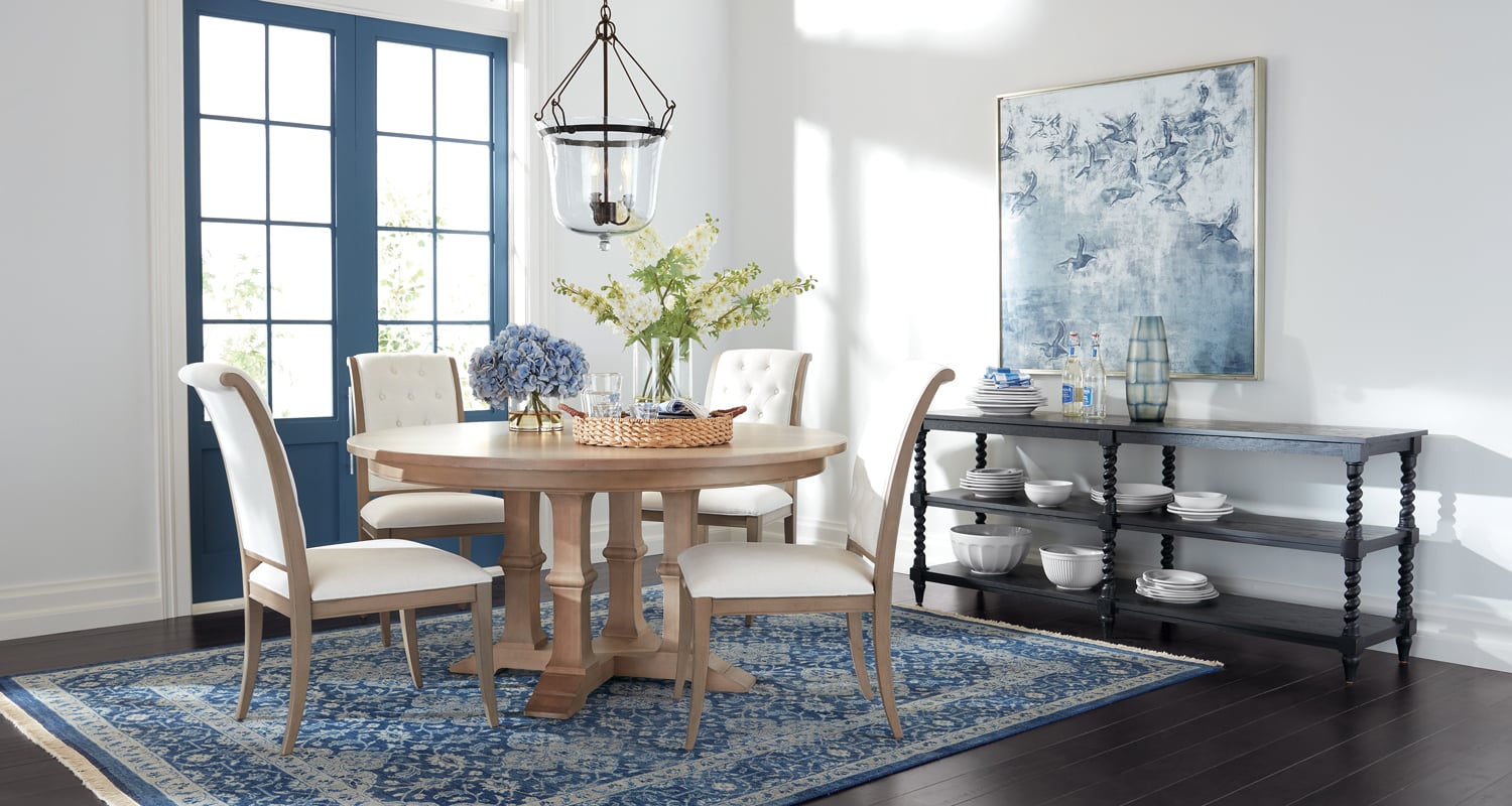 EthanAllen★イーセンアーレン★マガジンラック★ Country Air Classic Light Blue Dining Room Nook | Ethan Allen
