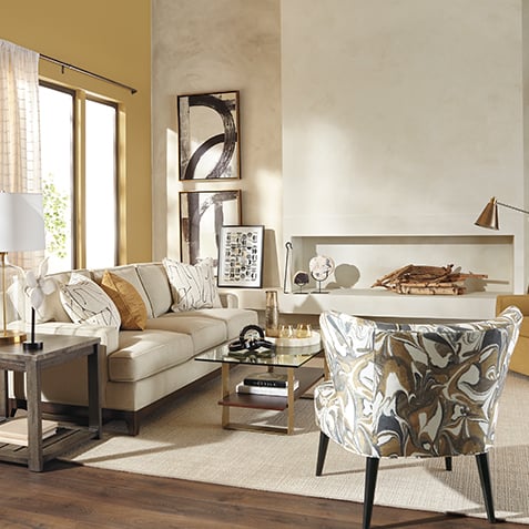 Transitional & Elegant Living Room Tile