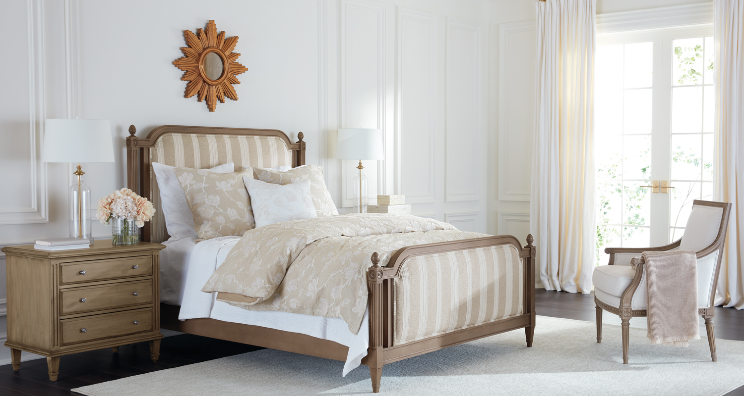 Praline Stripes Taupe & Cream Neutral Bedroom Main Image