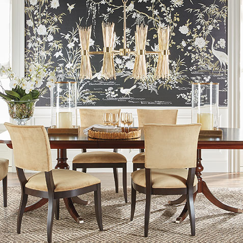black and gold classic dining room
